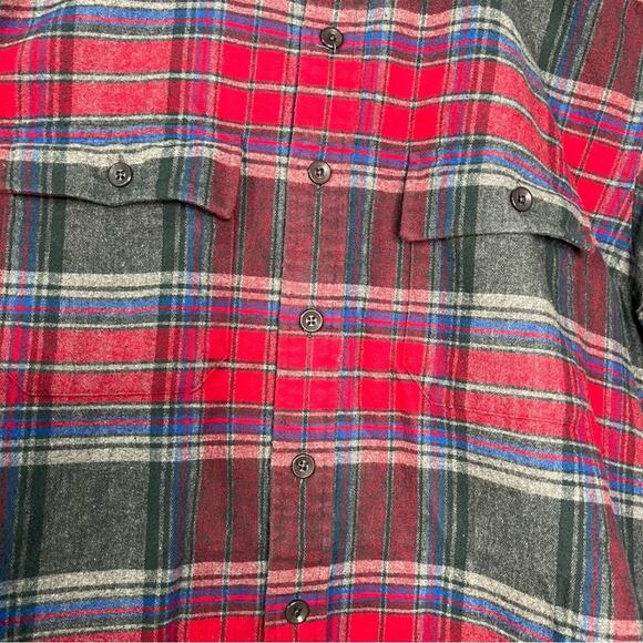 VTG LL Bean Mens Large GO27 Plaid Button Down Shirt 100% Cotton Red Blue Gray - Picture 4 of 11